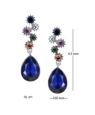 Stylish Drop Aaa Crystal Rhodium Blue Dangle Drop Earring Girls Women 2