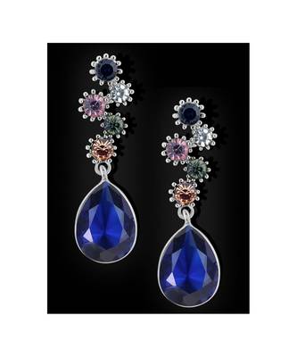 Stylish Drop Aaa Crystal Rhodium Blue Dangle Drop Earring Girls Women 4