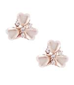 Heart Flower Crystal American Diamond Rose Gold White Stud Earring