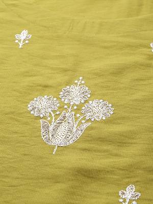 Indo Era Olive Embroidered Straight Kurta Palazzo Set 5