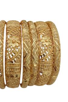 Flower Design  6 Pc Bangle