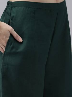 Indo Era Green Solid Straight Kurta Palazzo Set 5