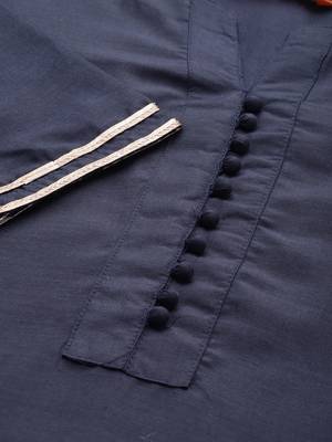 Indo Era Navy Blue Solid Straight Kurta Palazzo Sets 5
