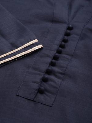 Indo Era Navy Blue Solid Straight Kurta Palazzo With Dupatta Sets 5