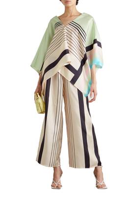 JSDC V-Neck Style Stripped Printed Co-ord Sets Kaftan + Pant For Women 1