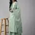 Indo Era Sea Green Embroidered Straight Kurta Sharara With Dupatta Set