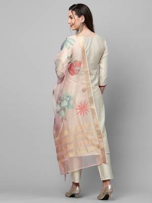 Indo Era Off White Embroidered Straight Kurta Trouser With Dupatta Set 2
