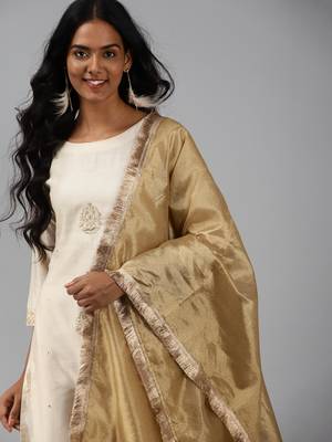 Indo Era Off White Embroidered Straight Kurta Trouser With Dupatta Set 5