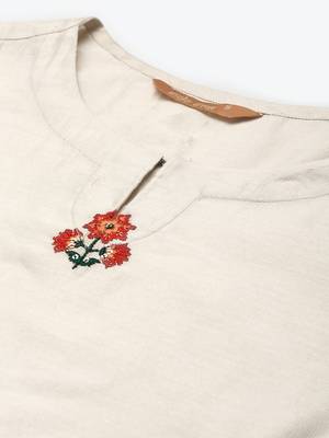 Indo Era Off White Floral Embroidered Straight Kurta Palazzo Dupatta Set 5