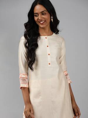 Indo Era Off White Solid Kurta Palazzo Set 5