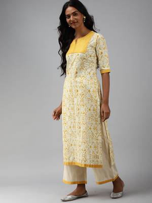 Indo Era Off White Floral Printed Straight Kurta Palazzo With Dupatta Set 3