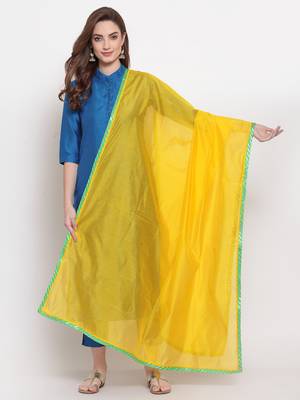 yellow art silk plain   dupatta 1