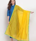 yellow art silk plain   dupatta