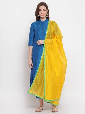 yellow art silk plain   dupatta 2