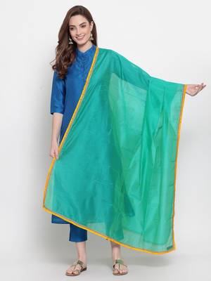 green art silk plain   dupatta 1
