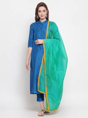 green art silk plain   dupatta 2