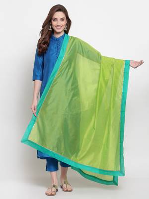green art silk plain   dupatta 1
