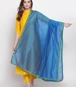blue art silk plain   dupatta