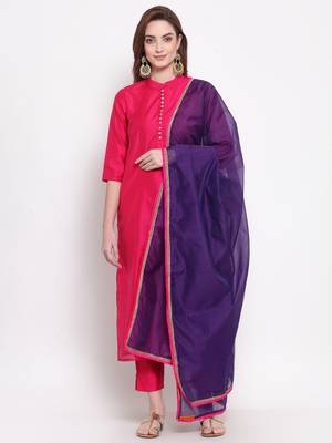 purple art silk plain   dupatta 1