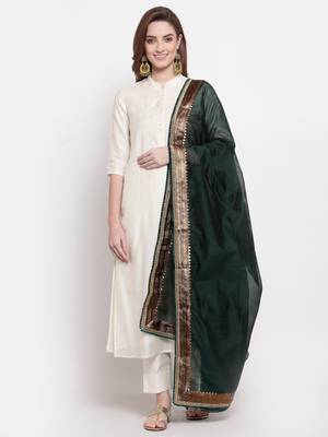 green art silk plain   dupatta 1