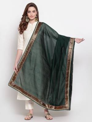green art silk plain   dupatta 2