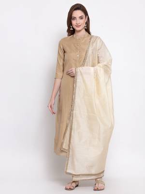 white art silk plain   dupatta 1