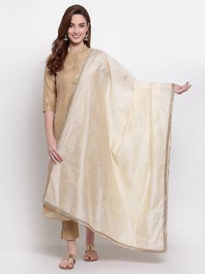 white art silk plain   dupatta 2