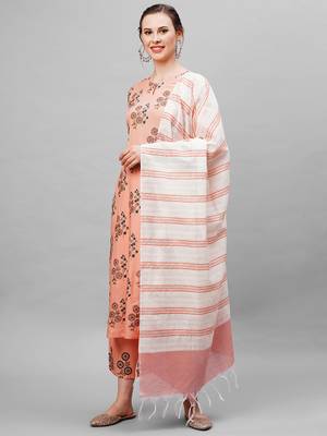 Indo Era Peach floral Printed Kurta Palazzo With  Ready Made Dupatta Set 3