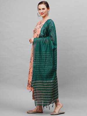 Indo Era Peach floral Printed Kurta Palazzo With  Ready Made Dupatta Set 3