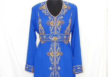 Royal Blue Moroccan Kaftan With Sun-proof hijab 4