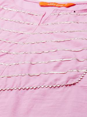 Indo Era Pink Solid Yoke Kurta Palazzo With Hand Made Dupatta Set 5