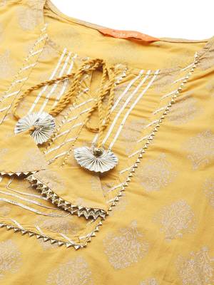 Indo Era Yellow Printed Yoke Kurta With Sharara Set 5