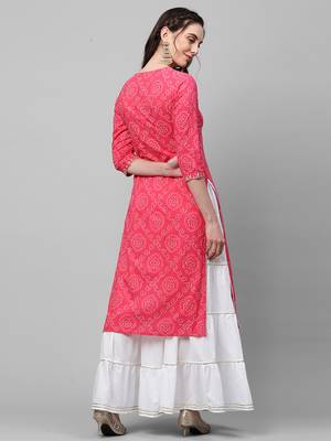 Indo Era Pink Printed Kurta With Skirt Set 2