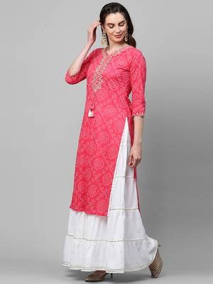 Indo Era Pink Printed Kurta With Skirt Set 3