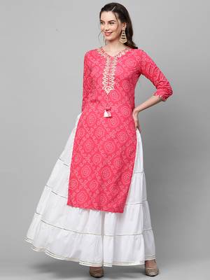 Indo Era Pink Printed Kurta With Skirt Set 5