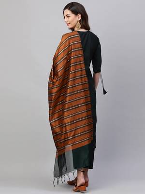 Indo Era Green Solid Kurta Trouser With Ready Made Dupatta Set 2