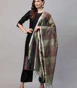 Indo Era Black Solid Kurta Trouser With Ready Made Dupatta Set