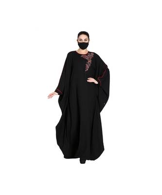 Black Kaftan With Handwork Embellishments And Contrast Piping. 2