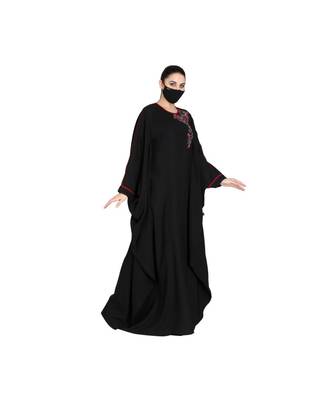 Black Kaftan With Handwork Embellishments And Contrast Piping. 3