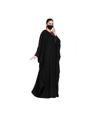 Black Kaftan With Handwork Embellishments And Contrast Piping. 4