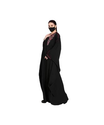 Black Kaftan With Handwork Embellishments And Contrast Piping. 5