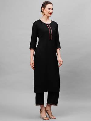 Indo Era Black Kurta And Palazzo 3