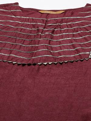 Indo Era Wine With Yoke Straight Kurta With Palazzo And Dupatta 5