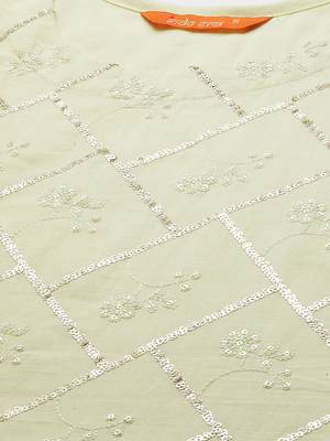 Indo Era Yellow Embroidered Straight Kurta Trouser With Duppatta Set 5