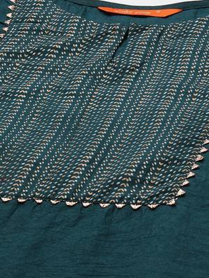 Indo Era Teal Solid Straight Kurta Trouser With Dupatta Sets 5