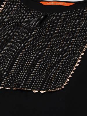 Indo Era Black  Solid Straight Kurta Trouser With Dupatta Sets 5