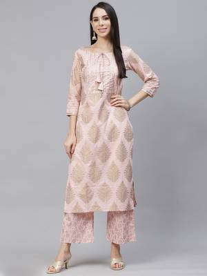 Indo Era red Printed Straight Kurta With Palazzo And Dupatta Set 1