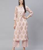 Indo Era red Printed Straight Kurta With Palazzo And Dupatta Set