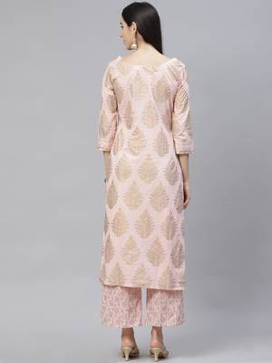 Indo Era red Printed Straight Kurta With Palazzo And Dupatta Set 2