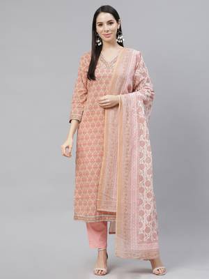 Indo Era red Printed Straight Kurta With Palazzo And Dupatta Set 1